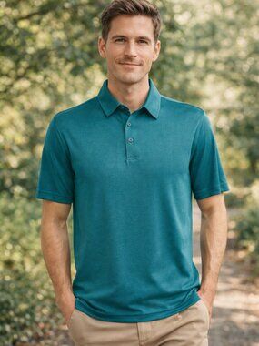 Men’s Blue Performance Polo Shirt Size Large 42/44 Golf Casual NEW